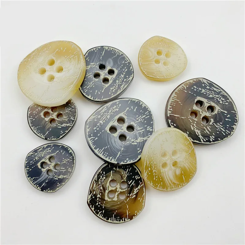 6 шт., нестандартная форма, смола, 4 отверстия, пуговицы, винтажный принт для одежды, декоративные пластиковые кнопки, ручная работа, аксессуары для шитья своими руками