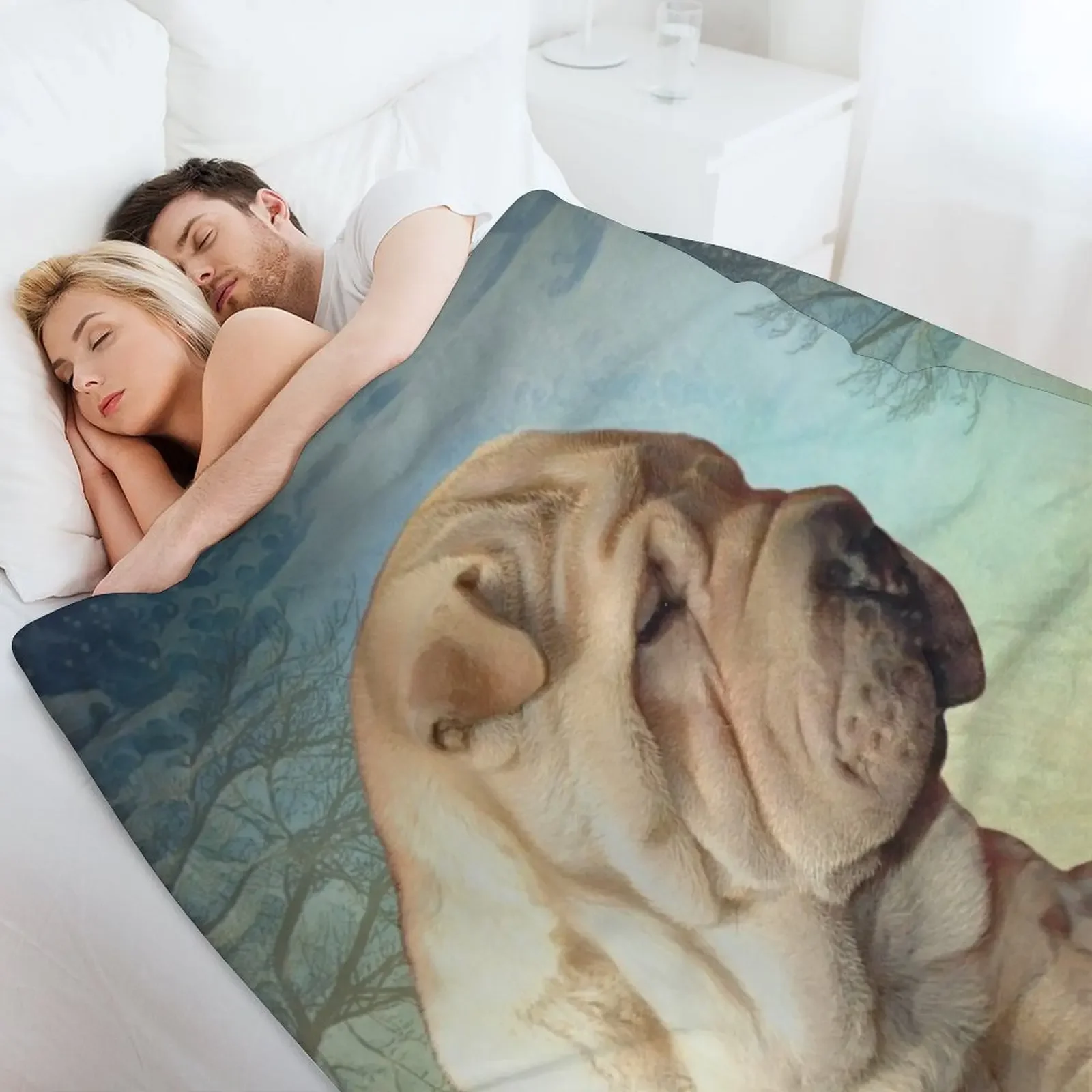 Теплое плюшевое одеяло для щенков Shar Pei