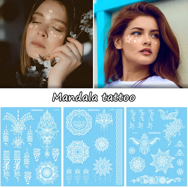 

1 лист, женская белая тату-наклейка до ключиц