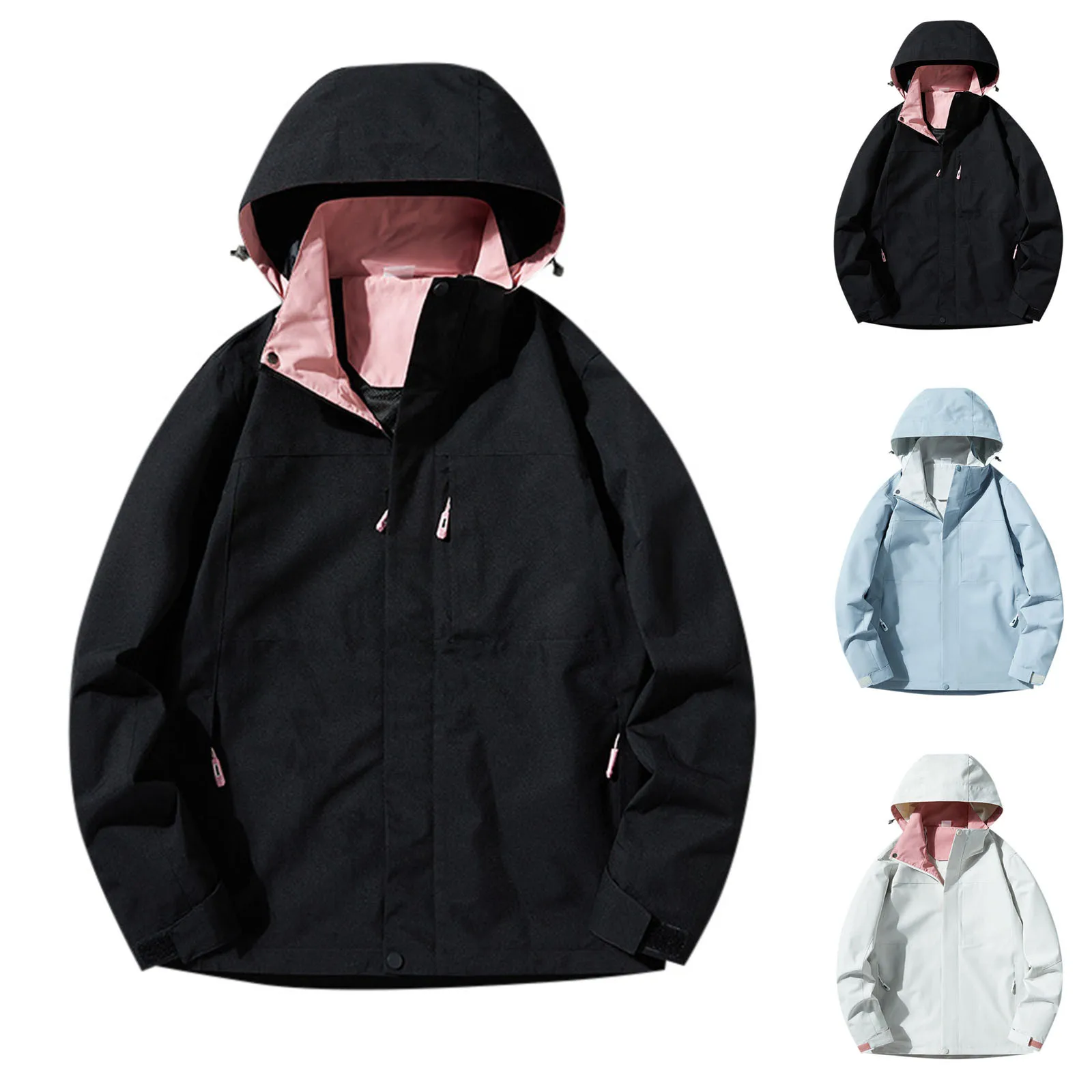 

Женская ветрозащитная куртка с капюшоном, уличный теплый кардиган большого размера на молнии для занятий альпинизмом