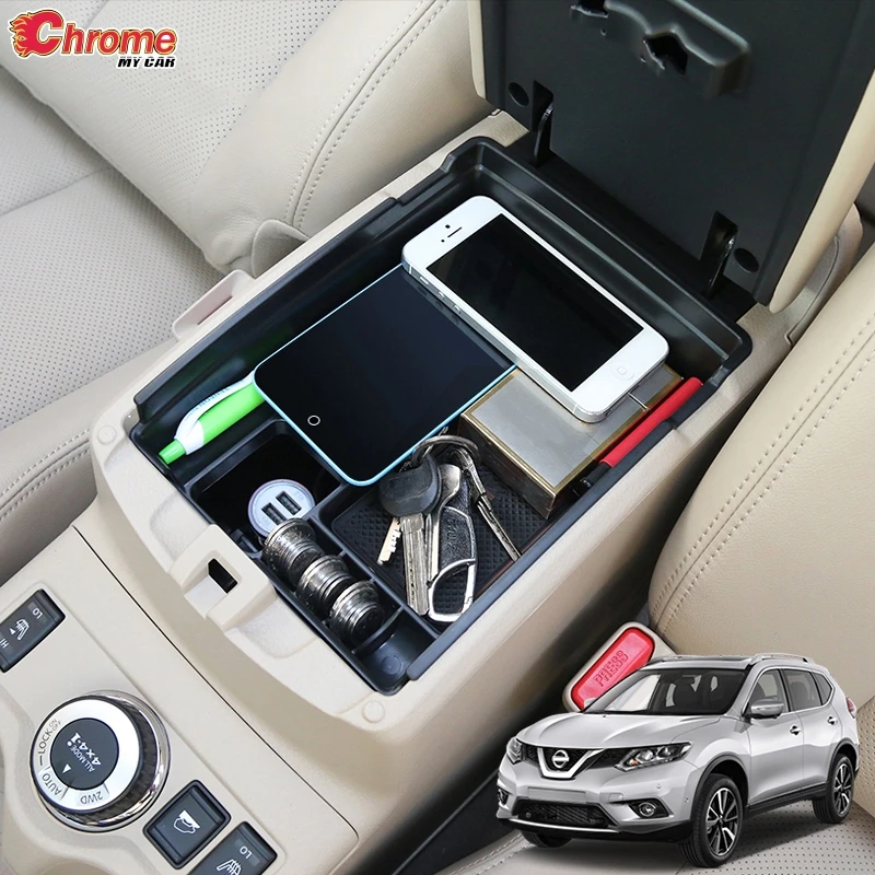 

Для Nissan Rogue X-Trail T32 2014-2016 2017 2018 2019, центральный подлокотник, ящик для хранения, лоток, контейнер, поддон, автомобильные аксессуары