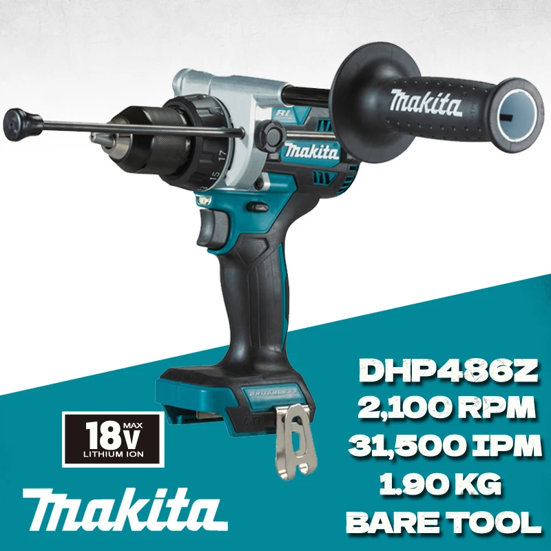 Беспроводная дрель Makita DHP486Z с переменной скоростью, 18 в, LXT, бесщеточный двигатель 125 нм, мощный силовой инструмент с высоким крутящим моментом
