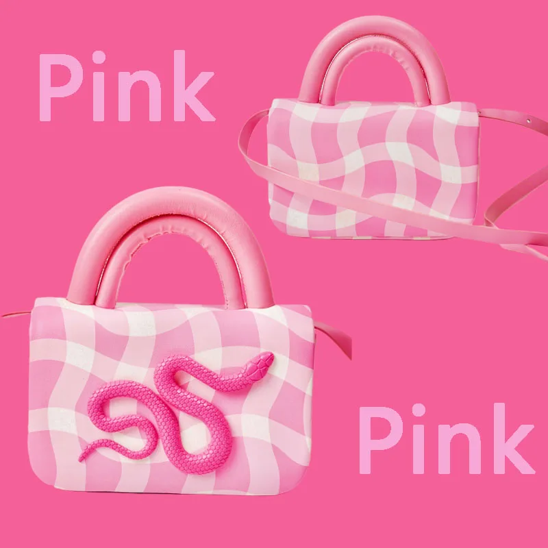 

New Fashionable Barbie Pink Cross-Body Bag Y2K Cute Hot Girl Shopping Party Internet Celebrity Plaid Portable Exquisite Bag