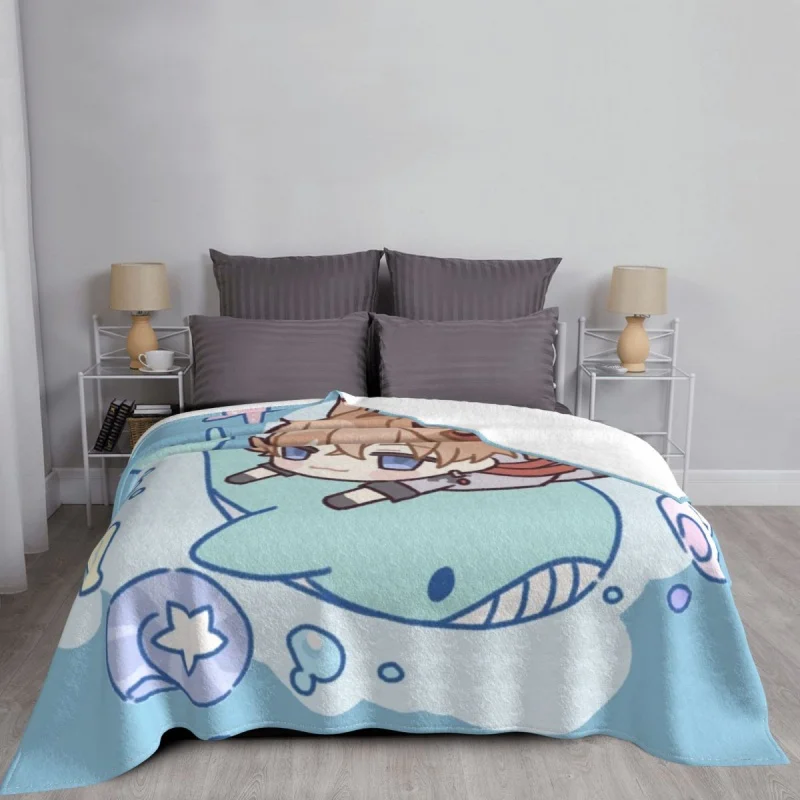 

Genshin Impact Chibi Childe Blanket Game Anime Plush Thick Ultra Flannel Fleece Throw Blanket For Sofa Bedspread Velvet Art