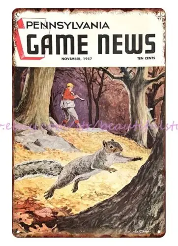 1957 белка Охота Пенсильвания игра новости металлический жестяной знак