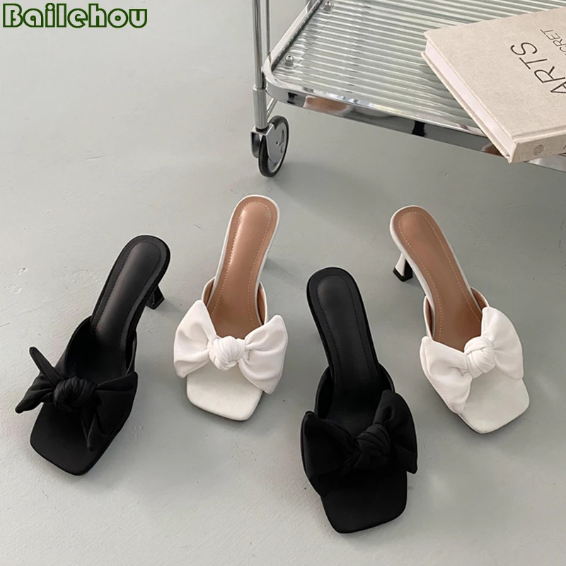 

Женские туфли-лодочки, женская обувь с бантом-бабочкой, повседневная Летняя мода 2022, женские туфли с квадратным носком на тонком высоком каб...