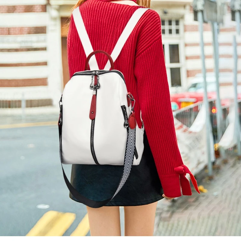 

Bags for Women 2023 High Quality Simple Large Capacity Backpack Contrast Handbag Elegant Soft Shoulder Bag Fashion Student Bag