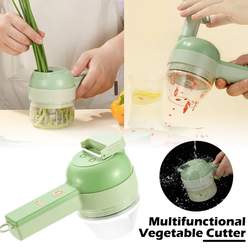 

4 In 1 Handheld Electric Vegetable Crusher Durable Chili Vegetable Fruit Crusher Kitchen Tool Ginger Garlic Masher Machine New