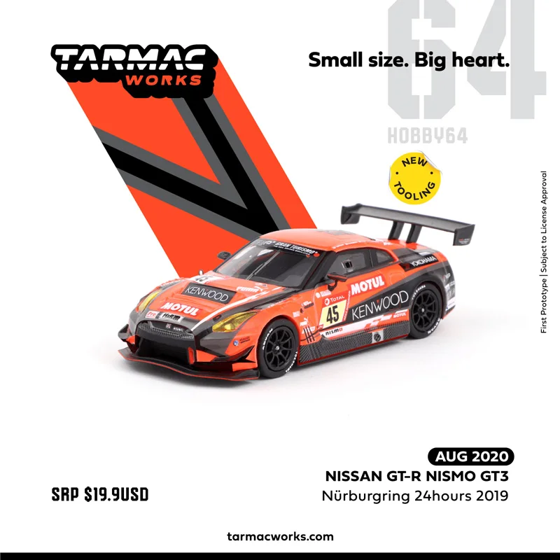 

Tarmac Works TW 1:64 Nissan R35 GT-R Nismo GT3 24 Hours Nurburgring 45 Alloy Car Model Collection Ornament Gift