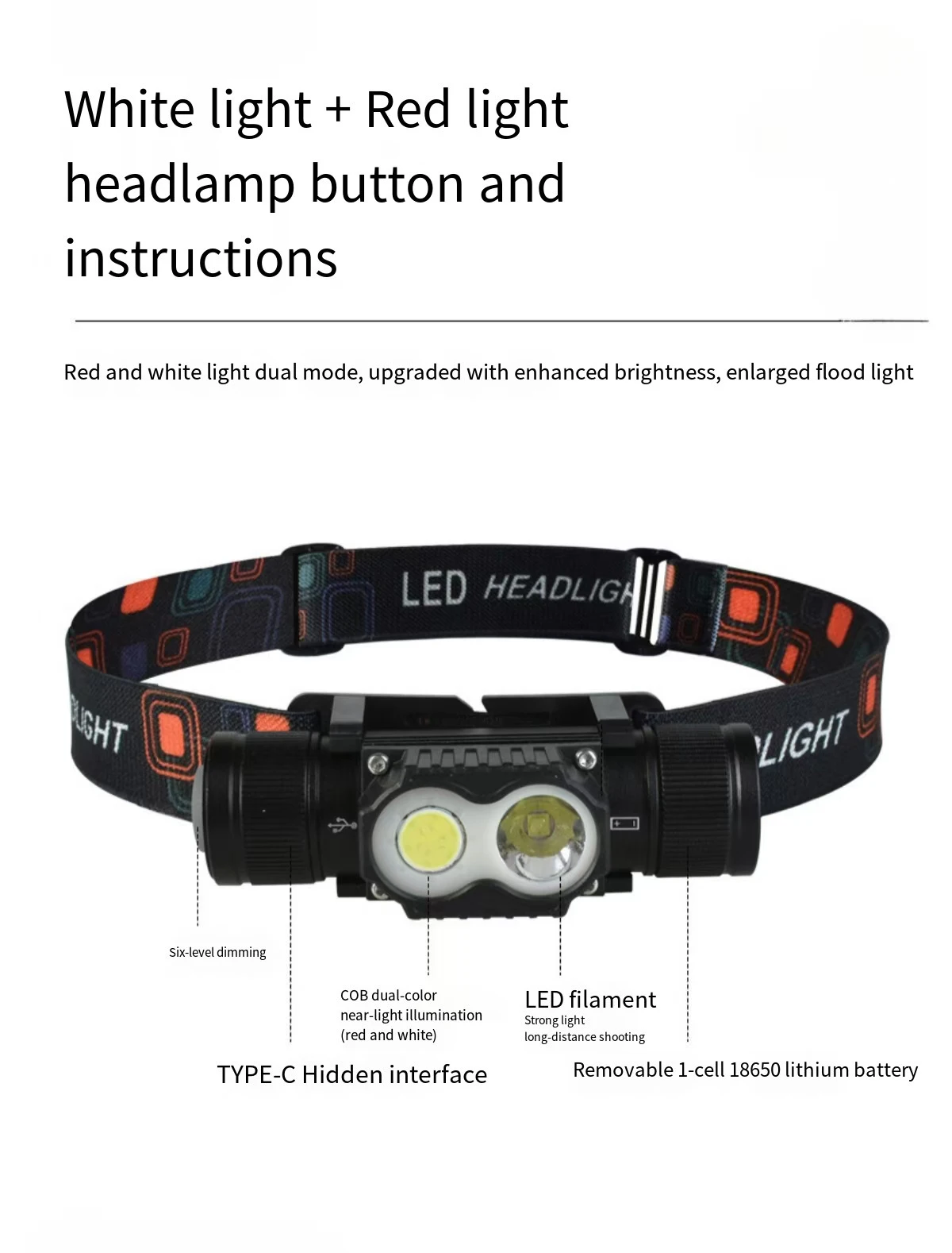 

HOMEFISH Налобный фонарь белый+красный, алюминий