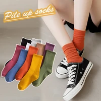 ins style solid color cotton socks japanese pile socks womens flow socks kawaii sock woman print hosiery underwear