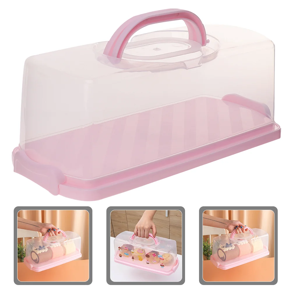 

Cake Stand Lid Rectangular Carrier Toast Bread Containers Lids Keeper Storage Plastic Loaf Cakes Handle