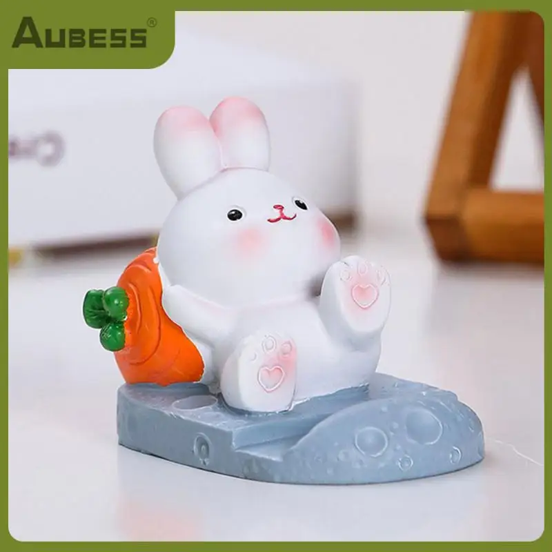 

Resin White Rabbit Phone Stand Universal Cartoon Bracket Cute Creative Lazy Person Holder Office Accessories 1 Pcs Small