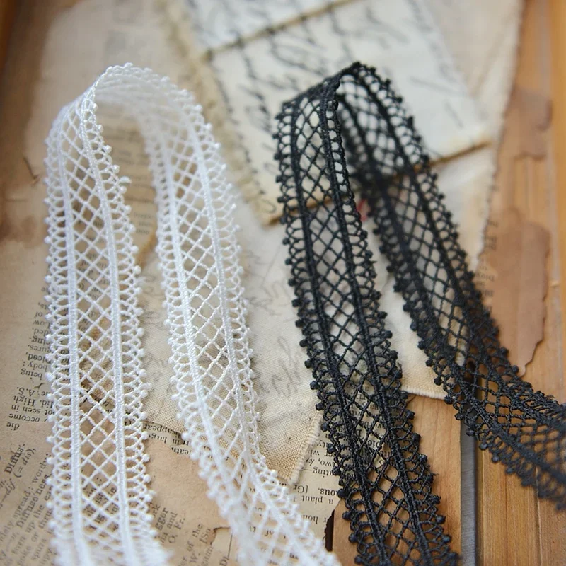 Лента для волос 2 м/лот черно-белая Ширина 22 мм кружевная лента из сетки