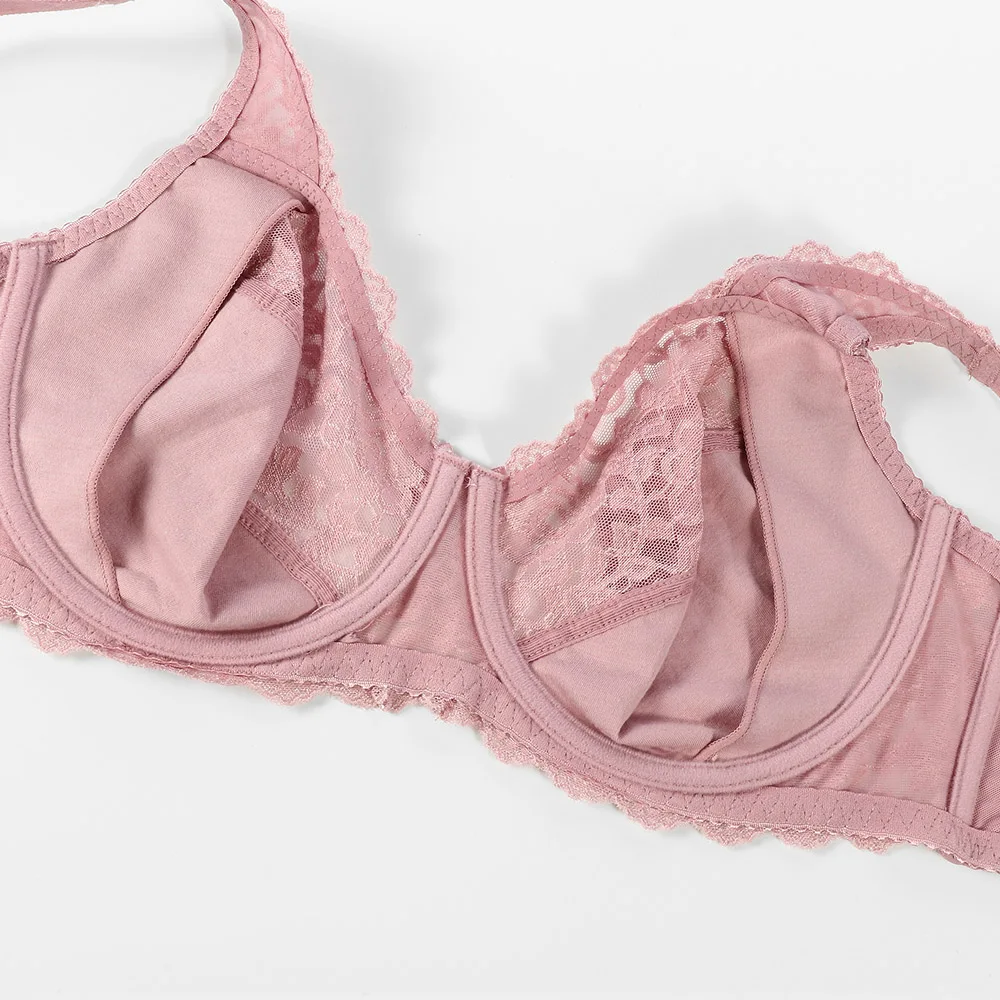 Woman Bra Lace Full Coverage Bras Underwire Unlined Ladies Big Size Floral C D D E F G H I 34 36 38 40 42 44 46