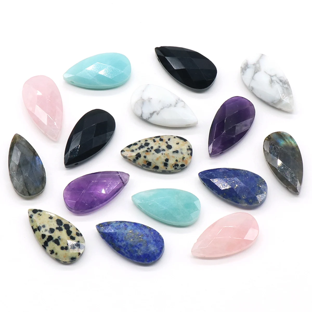 

Natural Stone Pendant Faceted Water Drop Gemstone Exquisite Charms for Jewelry Making Diy Bracelet Earrings Accessories Gift