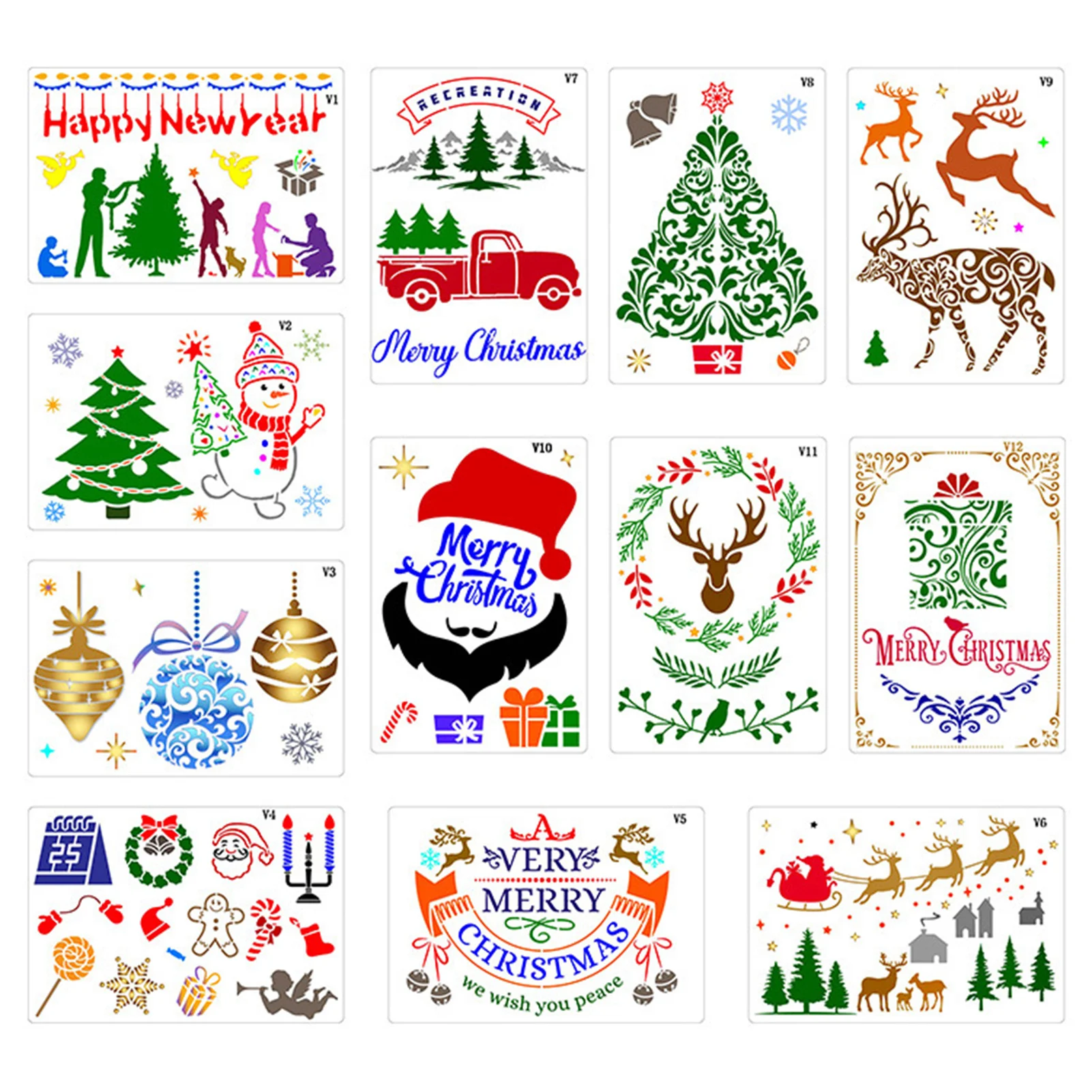 

Christmas Stencils Christmas Stencils For Painting On Wood Reusable Painting Stencils Creative Drawings Including Santa Claus