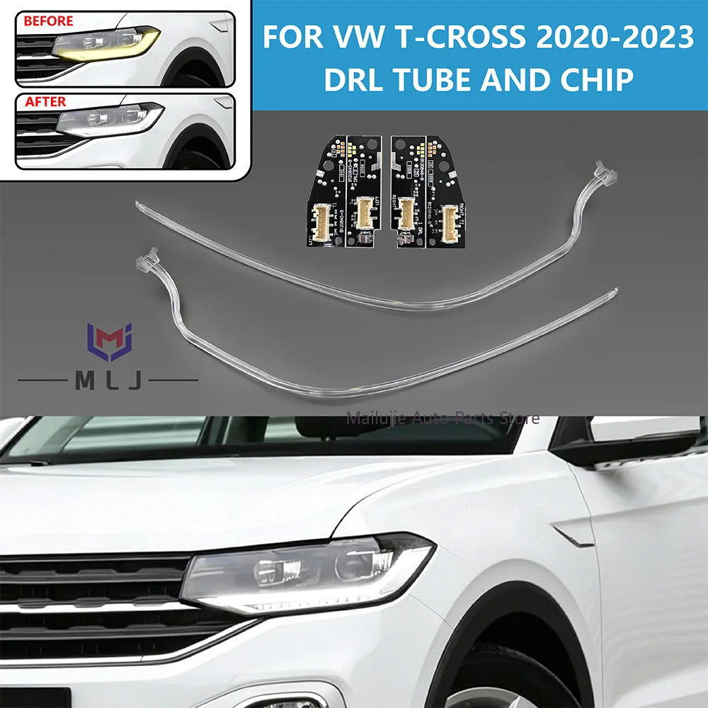 Фото Модуль DRL 2GM998478 2GM998479, световодная полоса для фар VW T-CROSS 2020-2023, светодиодные аксессуары для автомобиля B120845-B B120846-B №1
