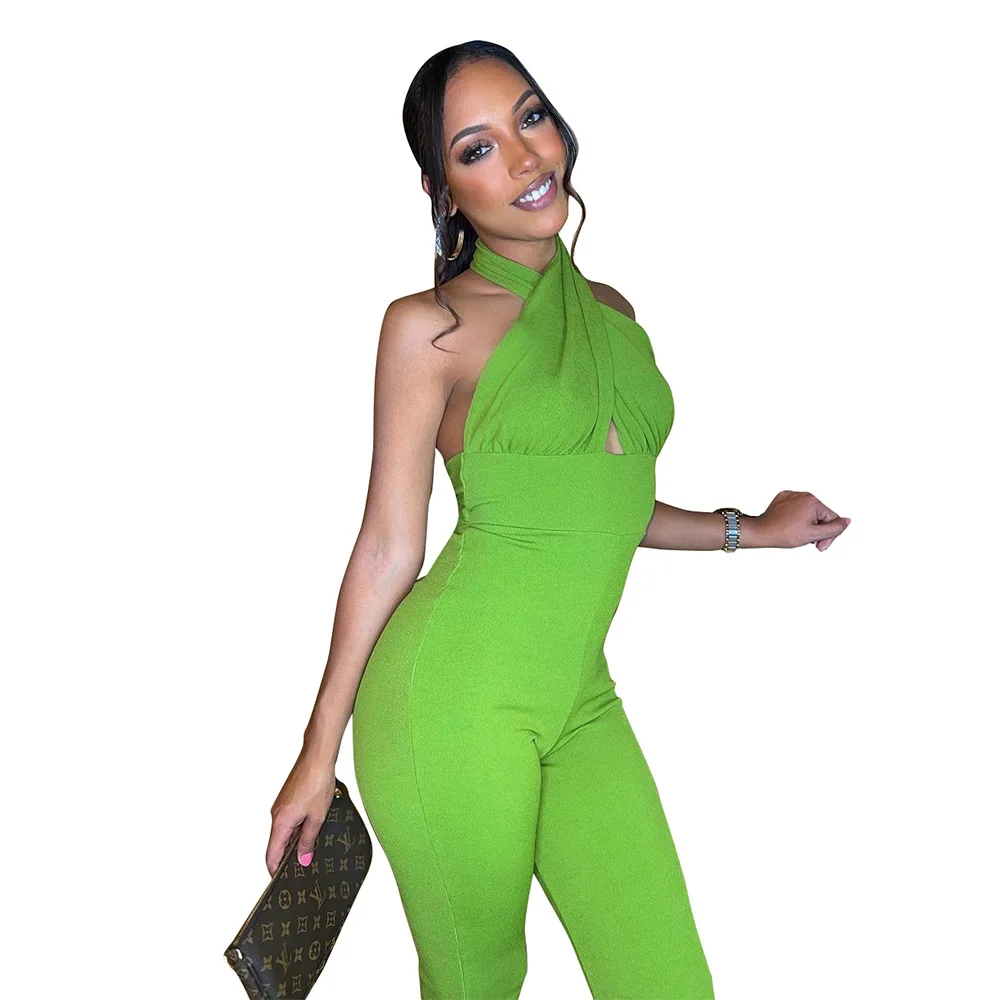 

Женский Длинный комбинезон с лямкой на шее и открытой спиной