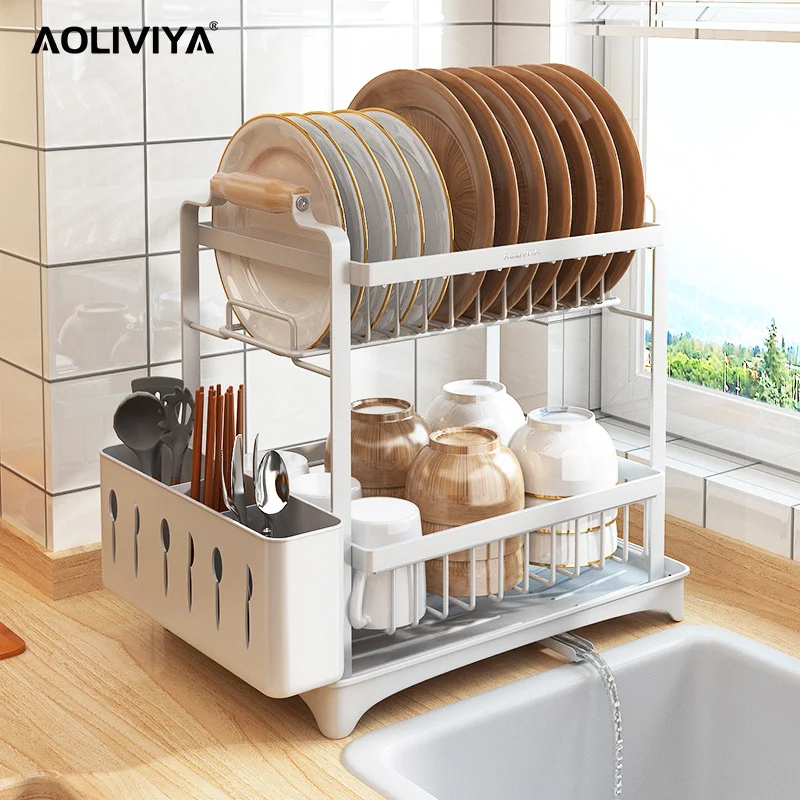 

AOLIVIYA Draining Bowl Rack Kitchen Household Countertop Sink Bowl Dish Storage Rack Tableware Chopsticks Organizer