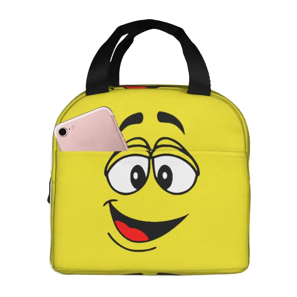 

Мультяшная шоколадная желтая сумка-тоут для ланча с лицом конфет для женщин, Термоизолированный Ланч-бокс, контейнер для пикника, сумки
