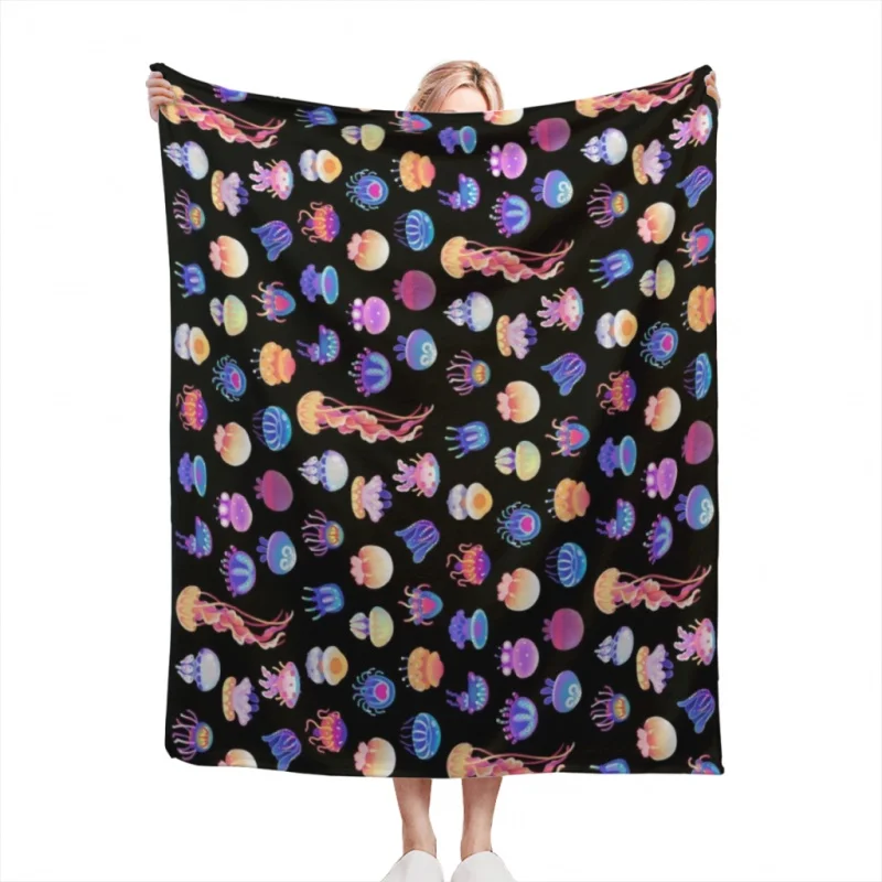 

Jellyfish Day Throw Blankets Soft Flannel Fleece Warm Blanket Bed Couch Camping Travel