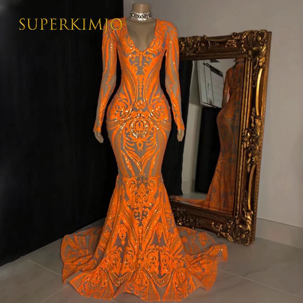

SuperKimJo Sparkly Elegant Dress Women for Wedding Party Mermaid Modest Elegant Prom Dresses V Neck Cheap Formal Dresses