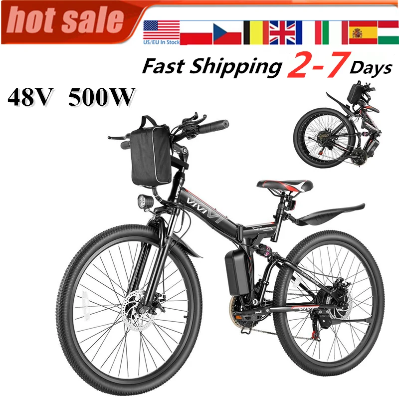 26Inch electric bike 500W 48V Foldable Mountain Bike MTB 21 Speed E-Bike Disc Brake electric foldable bike