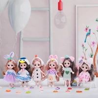 16cm doll 13 active joints 3d eyes 6 piece cute bjd fashion mini girls diy dress up doll set toys birthday gifts for children