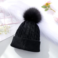 winter children boy girl crochet artificial pompom hat knitted toddler kids caps with pompon baby beanie hats bonnet