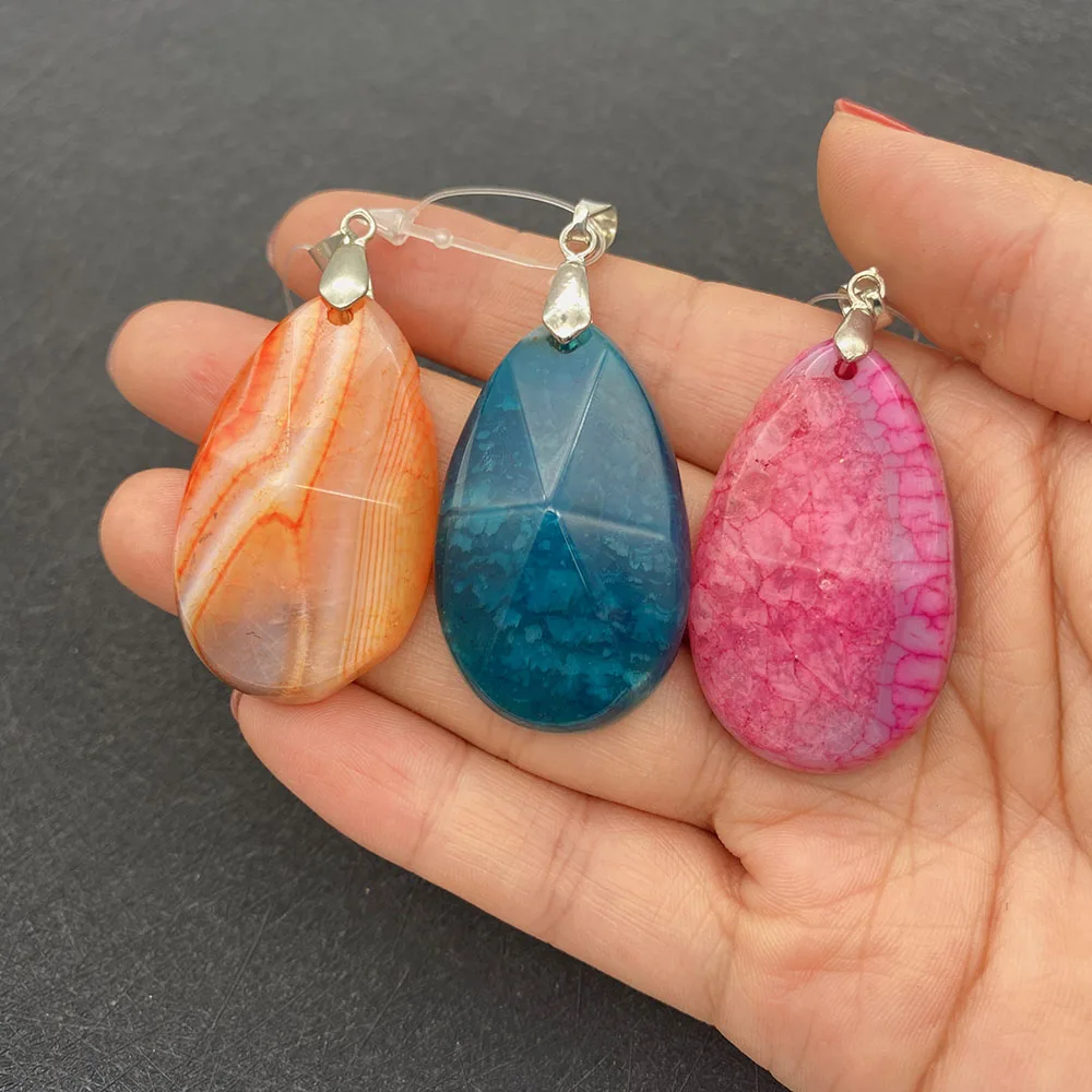 

Natural Stone Onyx Faceted Drop Shaped Pendant 24x40mm DIY Charm Jewelry Making for Men and Women Earrings Necklace Accessories