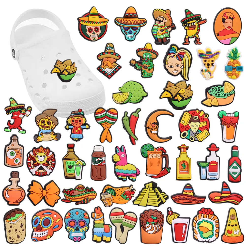 

Оптовая продажа 50 шт. подвески для обуви мексиканский стиль кактус лимон певец шляпа аксессуары ПВХ украшение для обуви для браслетов Croc Jibz подарок