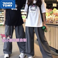 takara tomy hello kitty summer thin section girls drape breathable wide leg pants boys loose gray cool long straight pants