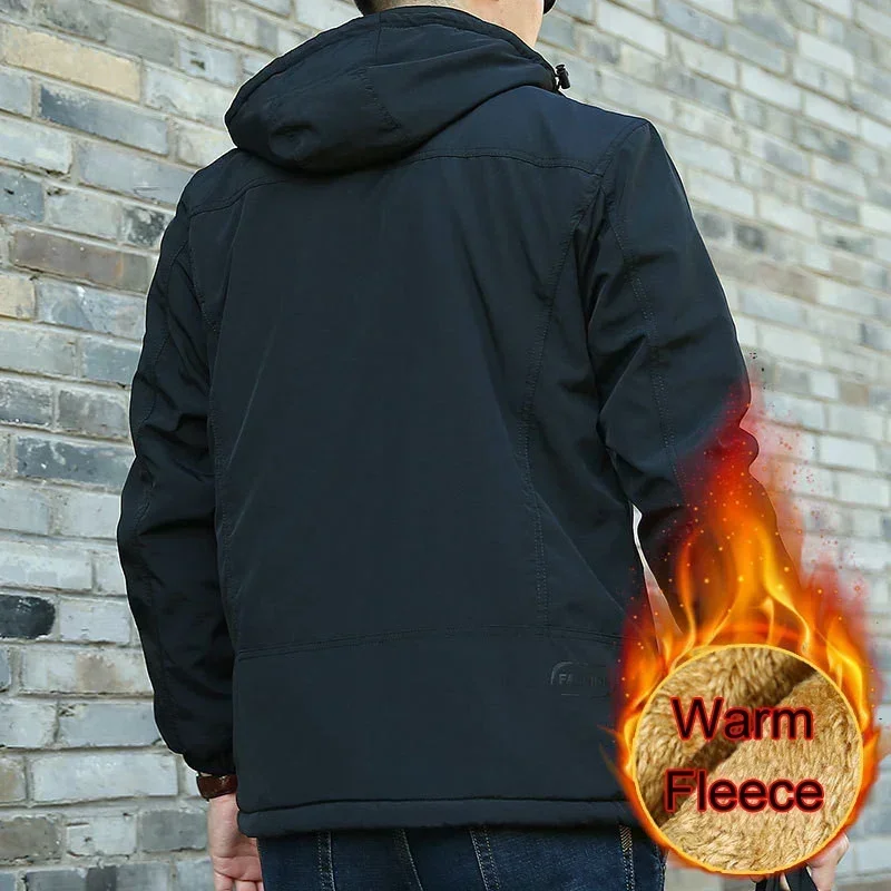 Мужская повседневная куртка на меховой подкладке теплые пальто ветрозащитная