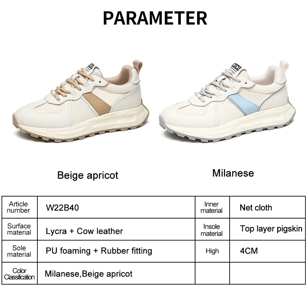 SOMILISS Women's Chunky Platform Sneakers Genuine Leather Casual Sneakers Lace Up Ladies Fashion Breathable Running Shoes