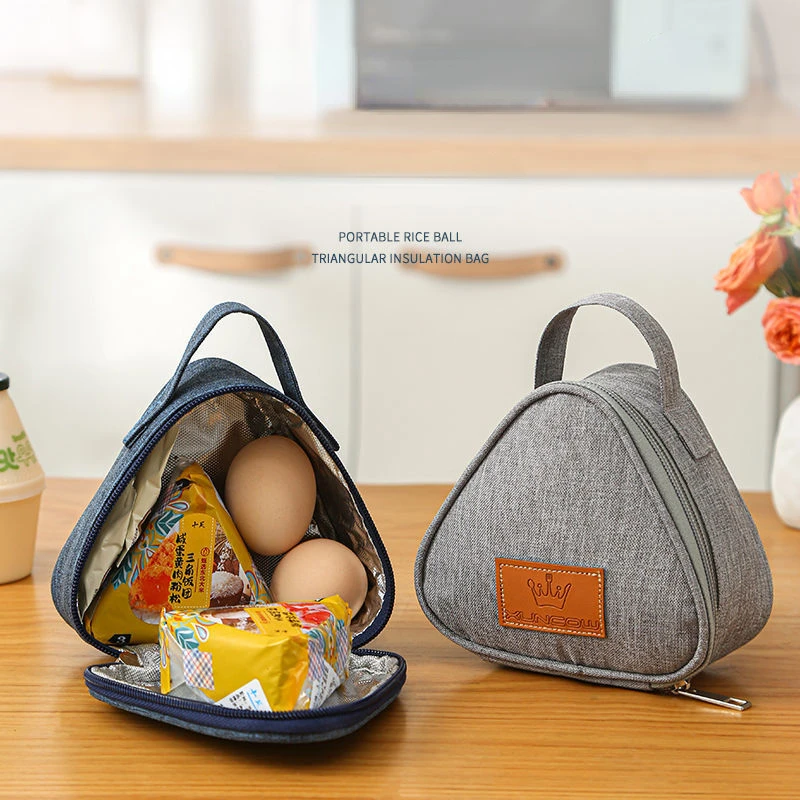 

New Oxford Cloth Triangular Insulation Bag Mini Aluminum Foil Student Rice Ball Bag Cute Portable Lunch Box Outdoor Lunch Bag