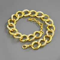 luxury chunky link bracelet for women wedding full cubic zircon crystal cz dubai bracelet party jewelry 2022