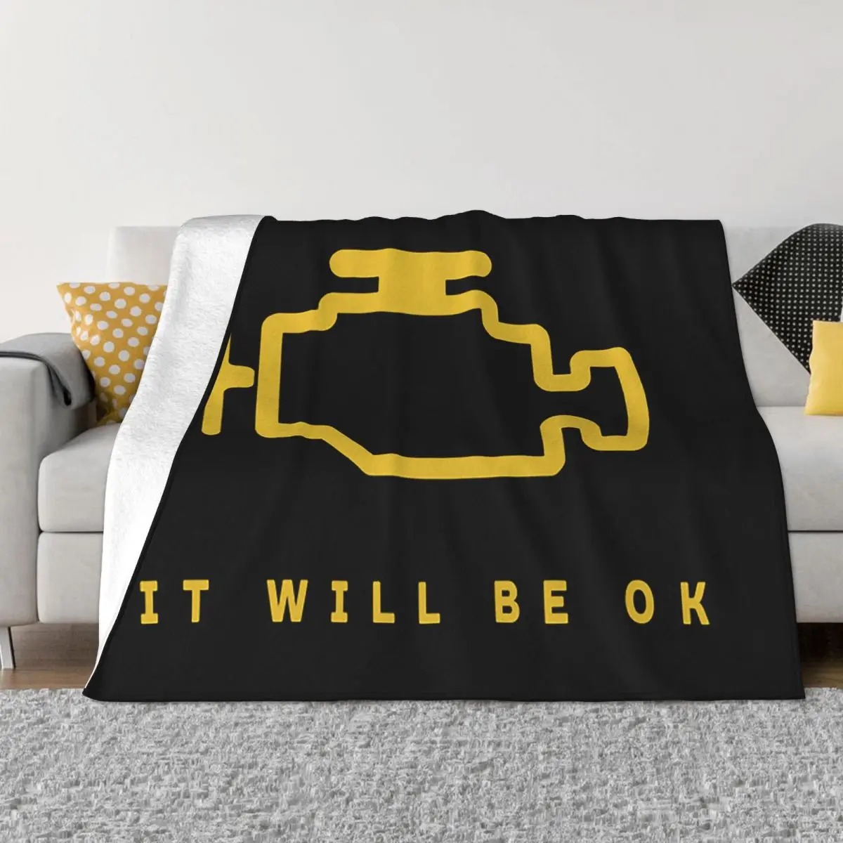 

Mechanic Auto Repair Check Engine Light Knitted Blanket Fleece Warm Throw Blankets for Airplane Travel Bedroom Quilt