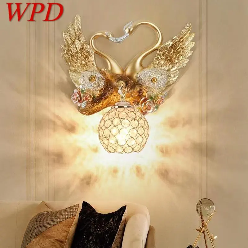 

WPD Modern Indoor Swan Wall Lights LED Gold Creative Luxury Sconce Lamp for Decor Home Living Room Hotel Corridor