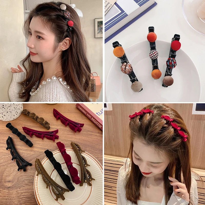 

Flocked Bangs Hair Clip Girls Headwear Double Layer Style Tool Hairgrips Korean Style Braid Hairpins Fashion Hair Accessories