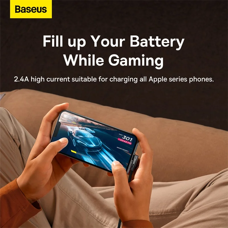 USB-кабель Baseus 90 градусов для iPhone 13 12 11 Pro Xs Max X Xr 8 7 2 4 А провод быстрой зарядки и