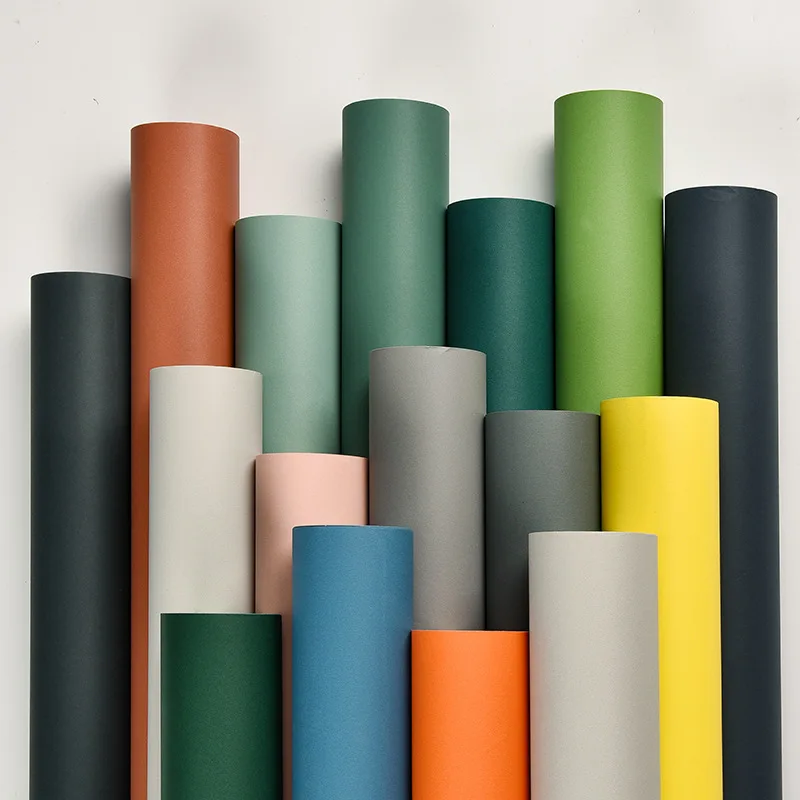 

Non-Woven Wallpaper Live Background Wall Nordic Solid Color Modern Simple Bedroom Living Room Engineering Wallpaper Waterproof