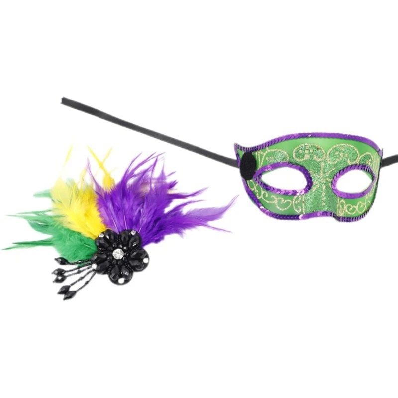 95AB Перо Маска Венецианская Маскарадная Полумаска Хэллоуин Костюм Марди Гра для