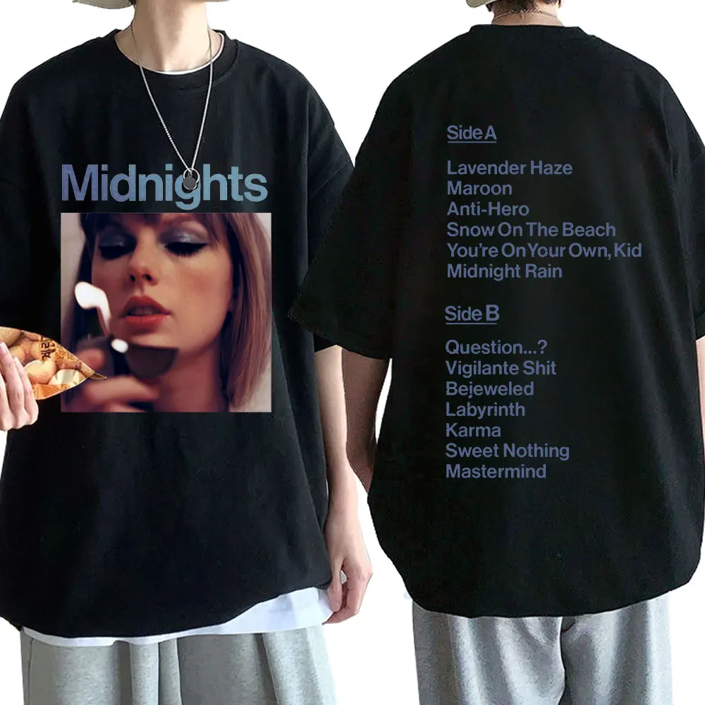 

Taylor novo álbum midnights mesmo estilo imprimir manga curta camisetas estéticas hip hop oversized camiseta harajuku streetwear