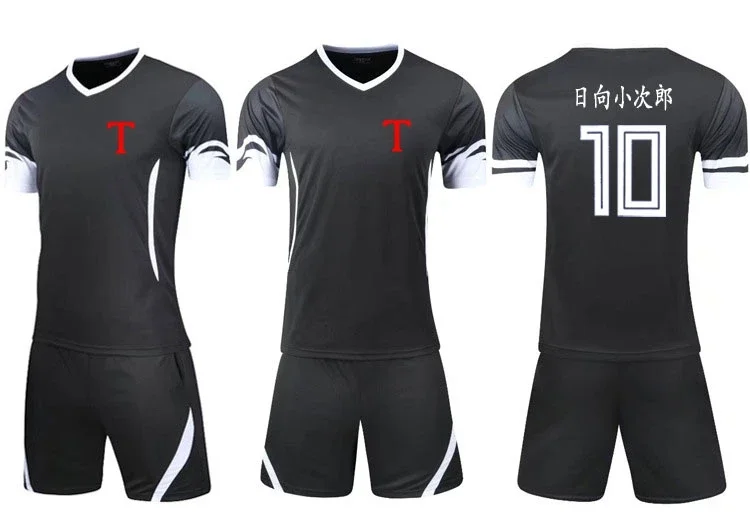 Аниме капитан Tsubasa KojiroHyuga camiseta negra форма для косплея костюм манги