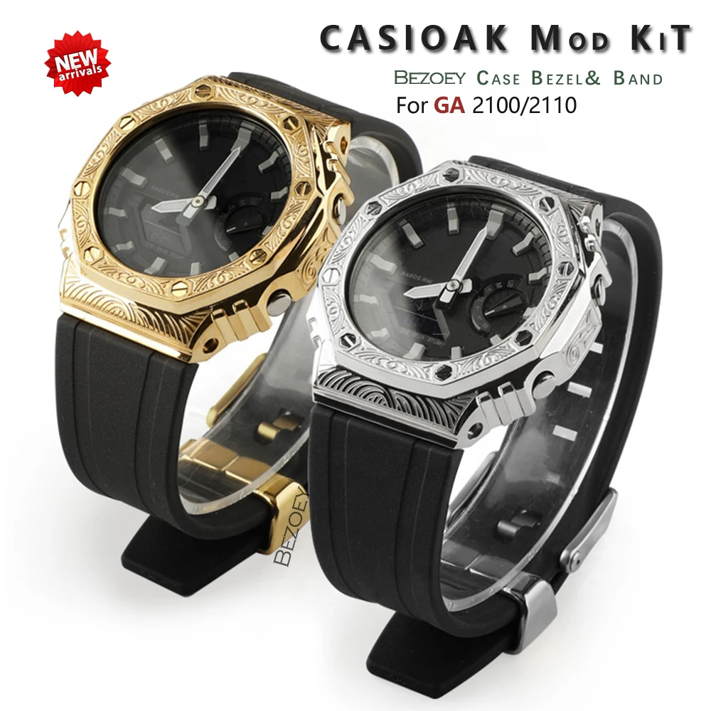 

Carved Models Modified Accessories Strap For GA-2100 Gen3 Rubber Strap Metal Stainless Steel Adapter for GA2100 2110 bezel Metal