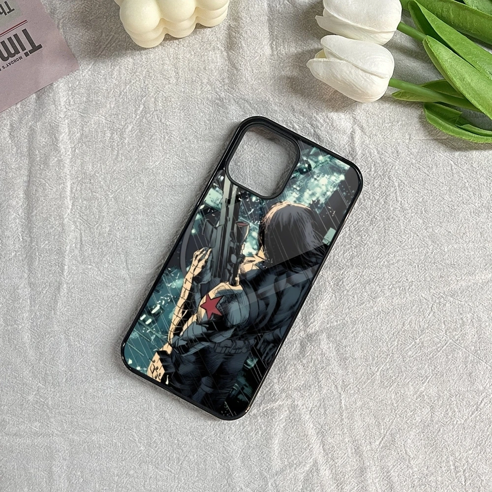 Bucky Barnes Winter Soldier Phone Case for Iphone 16 15 14 13 12 11 Pro Max Mini 8 Plus Se Xr X Xs Fundas Shell PC+TPU Cover