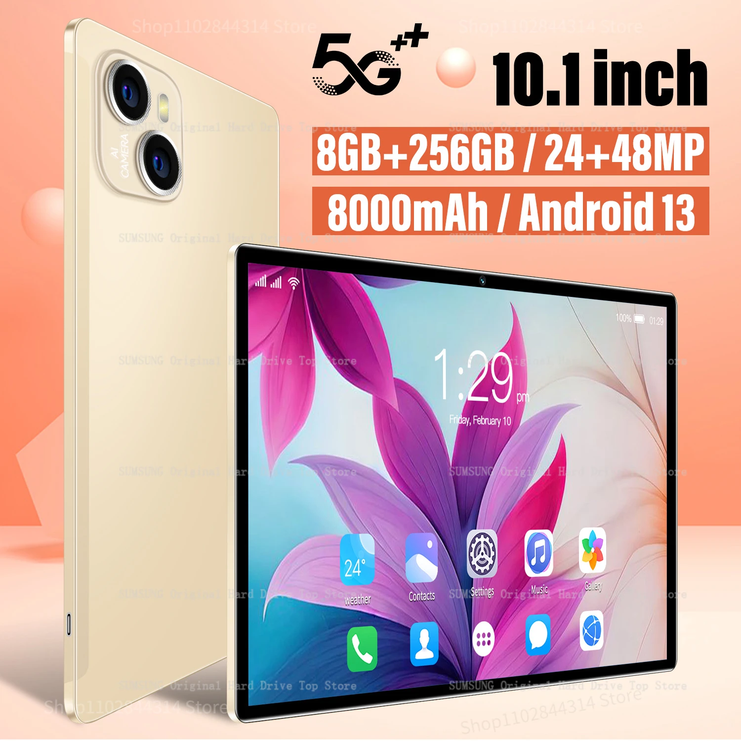

ipadAir5 10.1 Inch HD Screen 5G Network 3.2 Google Play Tablet PC 12GB RAM 512GB ROM Android 11 Tablets 10000mAh Large Battery