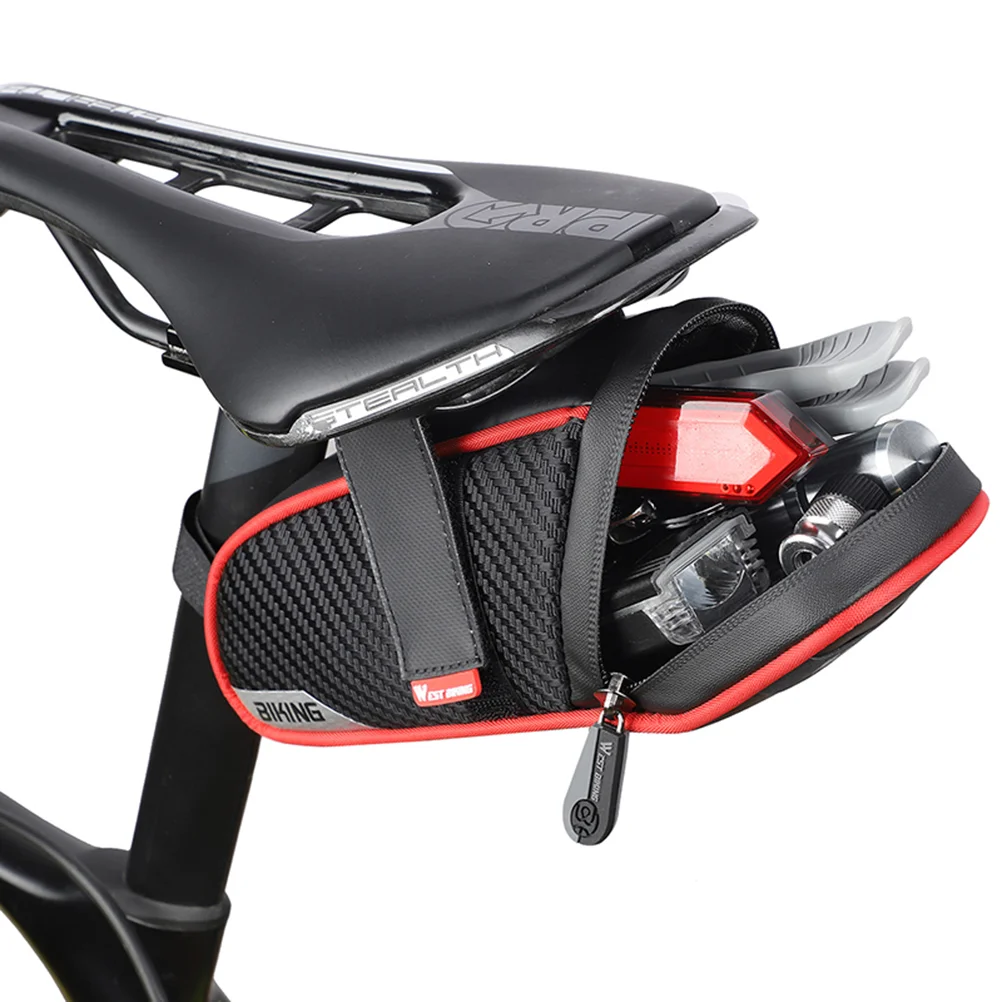 

1PC Bag Tail Bag Mountain Bike Bag Riding Rear Bag (Black + Red)