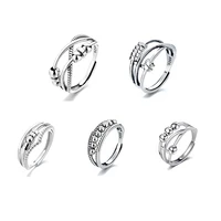 1pc anxiety ring adjustable opening women men fidget ring with bead worry stress relief jewelry for female stacking finger rings